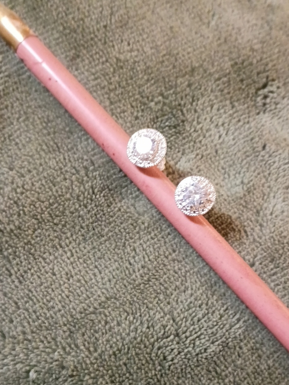 Silver Halo Round Crystal Stud Earrings - White Avon Vintage